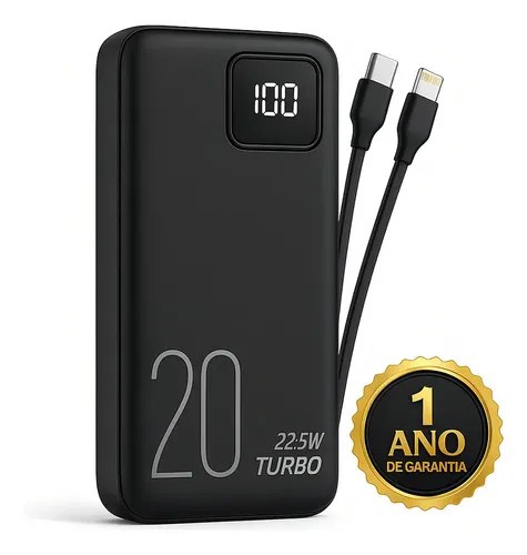 Carregador Portátil Power Bank Turbo 20000mah 22.5w c/ Display Digital DTimp