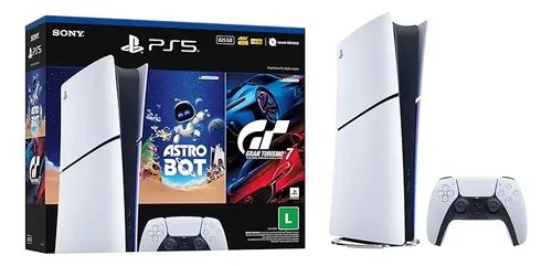 Console PlayStation 5 Slim Digital - Pacote Astro Bot e Gran Turismo 7 - Branco