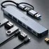 Hub USB 3.0 PDO 7 em 1 de Alumínio com Adaptador USB-C e USB-A